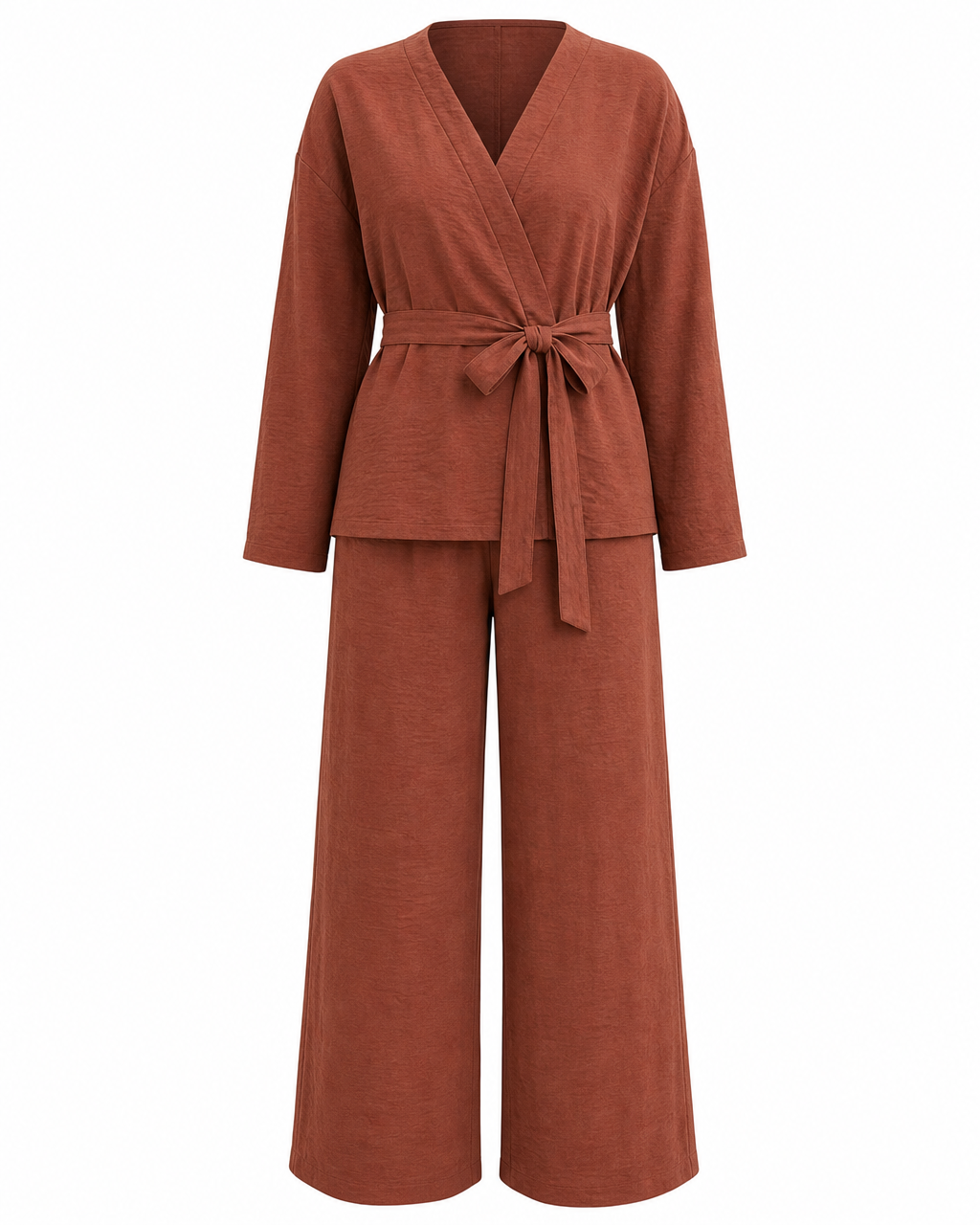 Kimono Yaka Bağcıklı Tencel Takım