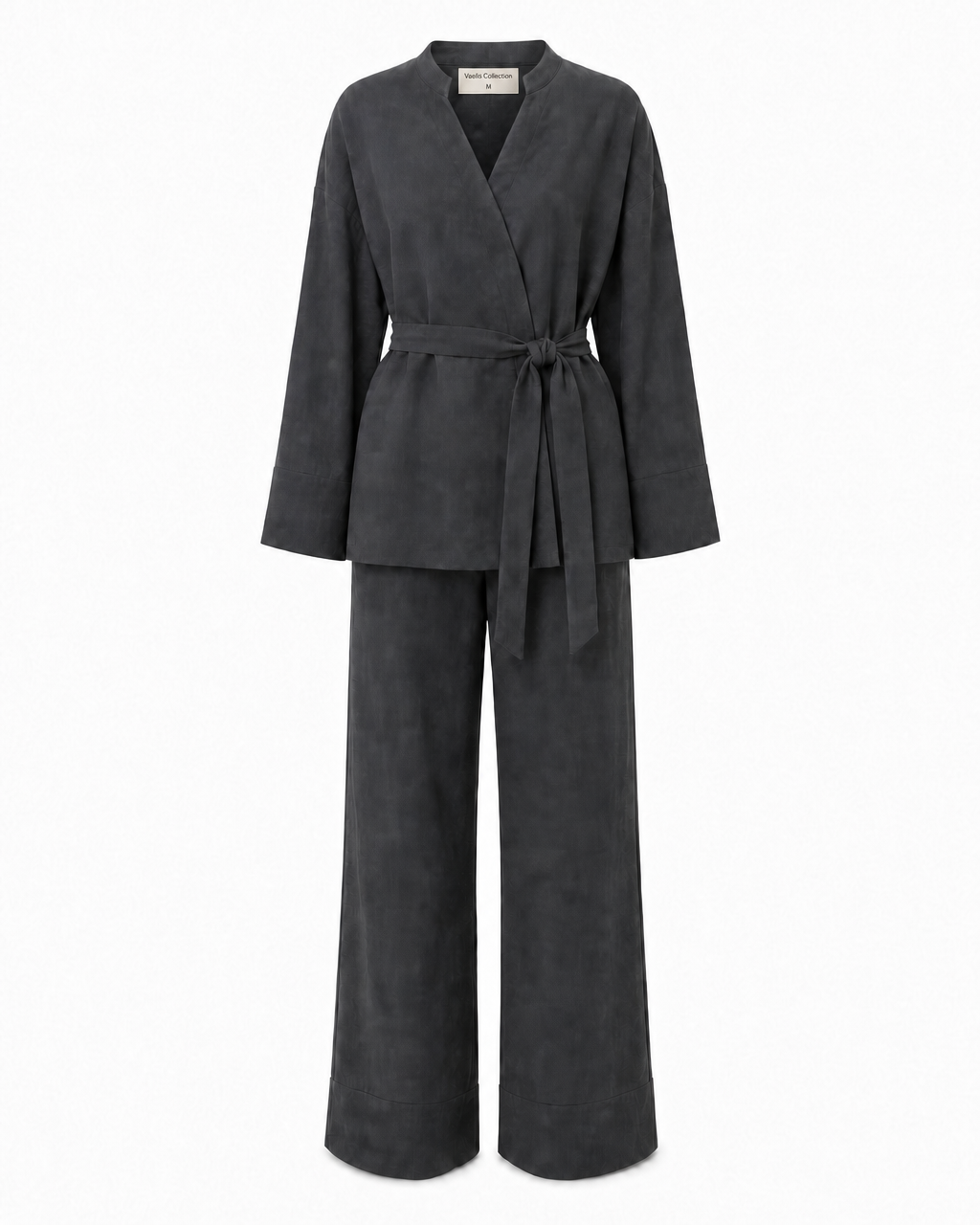 Kimono Yaka Bağcıklı Tencel Takım